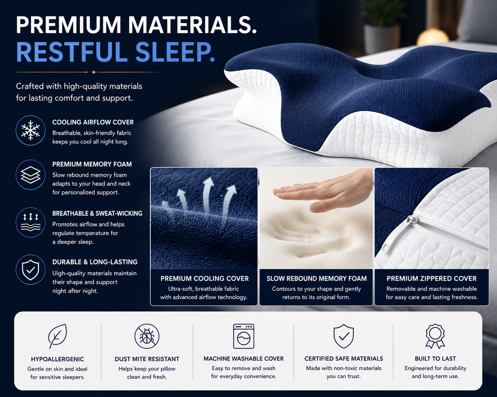 Slow Rebound Memory Foam Neck Pillow